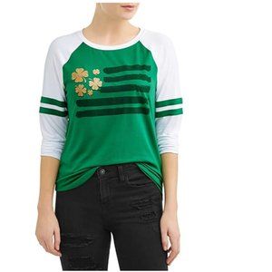 Juniors St. Patrick's Day Clover Irish Flag T-shirt  Size XS Sm Med Lar XL NWT